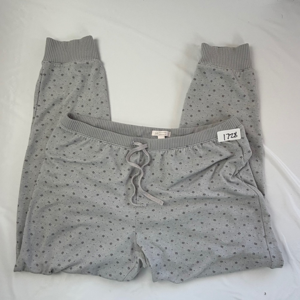 LC Lauren Conrad Gray Floral Star Print Pajama Jogger Pants Lounge Sleepwear